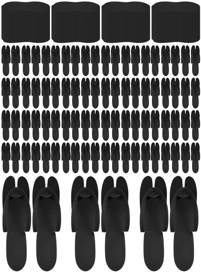JaGely 100 Pairs Disposable Pedicure Slippers Bulk EVA Disposable Flip Flops Kit Spa Pedicure Sandals Guest Slippers Spa for Adult Foot Nail Salon Party Supplies Travel Hotels Home(Black) - Image 1